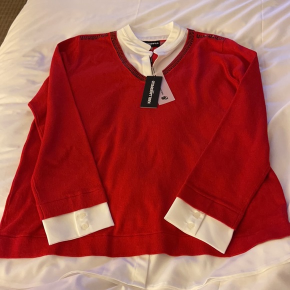 Karl Lagerfeld twofer top Medium Red & black worn once - Picture 1 of 9